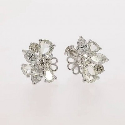 Exquisite Round Pear and Marquise Cut White Sapphire 925 Sterling Silver Stud Earrings