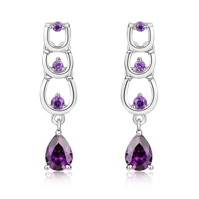 Pear Cut Amethyst 925 Sterling Silver Horseshoe Drop Earrings