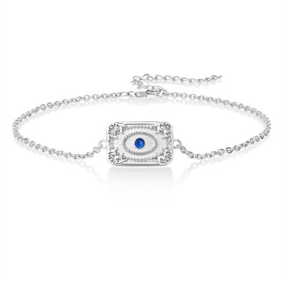 Vintage Blue Sapphire 925 Sterling Silver Belt Buckle Bracelet