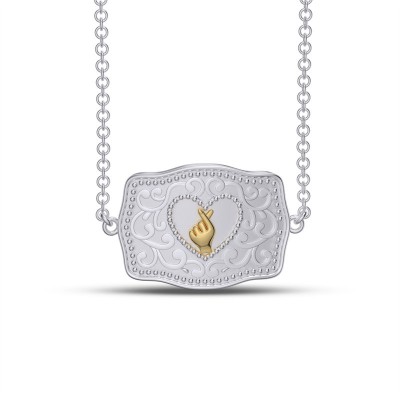 Two Tone 925 Sterling Silver Belt Buckle Heart Bracelet