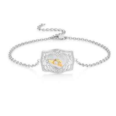 "Mother and Baby" Holding Hands 925 Sterling Silver Belt Buckle Bracelet