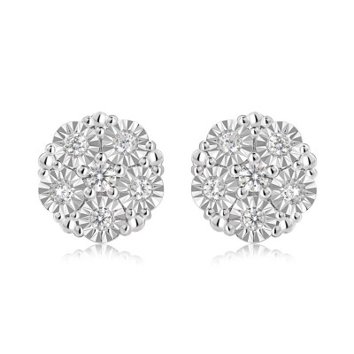 Round Cut White Sapphire 925 Sterling Silver Stud Earrings