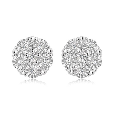 Round Cut White Sapphire 925 Sterling Silver Stud Earrings