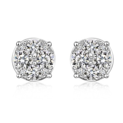 Round Cut White Sapphire 925 Sterling Silver Stud Earrings