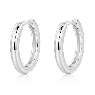 Simple Elegant 925 Sterling Silver Hinged Hoop Earrings