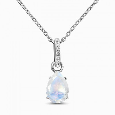 Pear Cut Moonstone 925 Sterling Silver Necklace