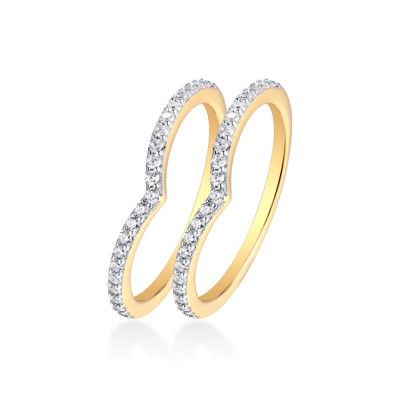 Gold Round Cut White Sapphire 925 Sterling Silver Curve Women's Wedding Band(One Piece)