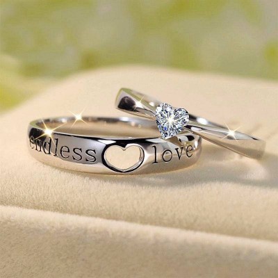 "Endless Love" Heart Cut Gemstone 925 Sterling Silver Couple Sets
