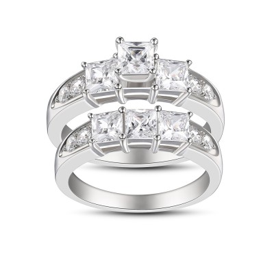 Princess Cut White Sapphire Women's 925 Sterling Silver Bridal Sets