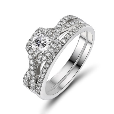 Women's Round Cut White Sapphire 925 Sterling Silver Bridal Sets