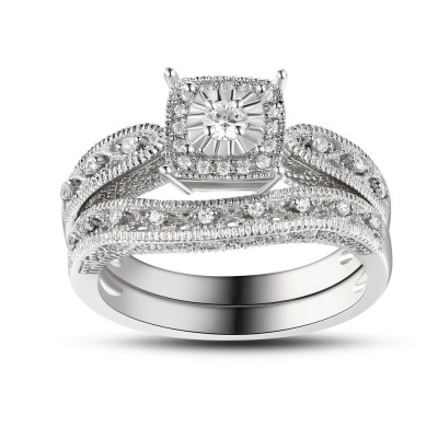 Princess Cut White Sapphire 925 Sterling Silver Bridal Sets