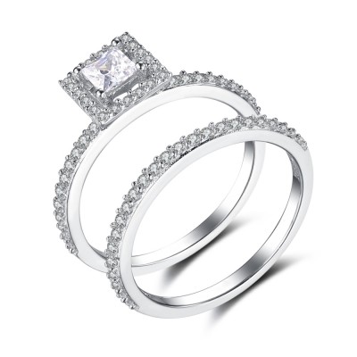 Princess Cut Gemstone 925 Sterling Silver Bridal Sets