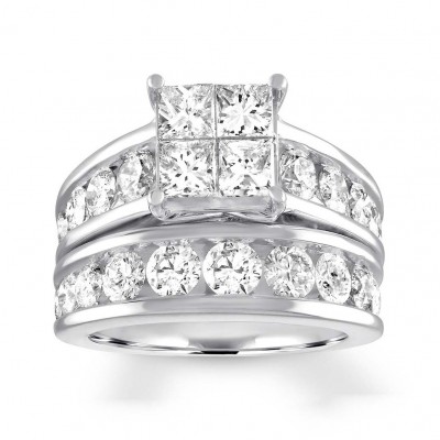 Princess Cut White Sapphire 925 Sterling Silver Bridal Sets