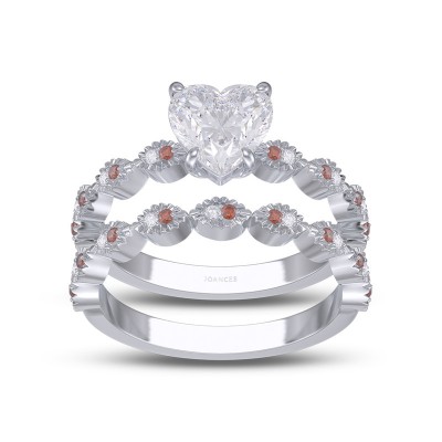 Heart Cut White Sapphire 925 Sterling Silver Bridal Sets