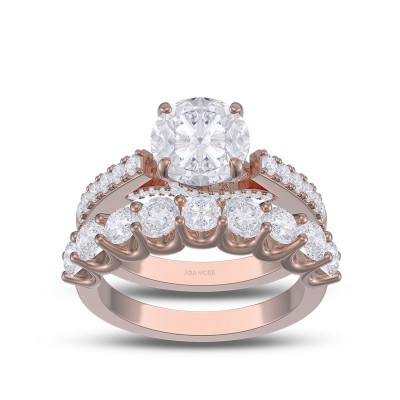 Rose Gold Round Cut White Sapphire 925 Sterling Silver Bridal Sets