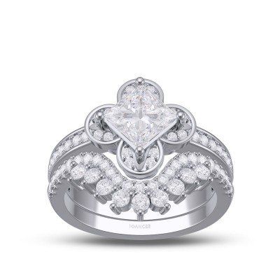 Princess Cut White Sapphire 925 Sterling Silver Crown Bridal Sets