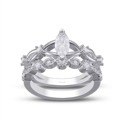 Marquise Cut White Sapphire 925 Sterling Silver Twisted Bridal Sets