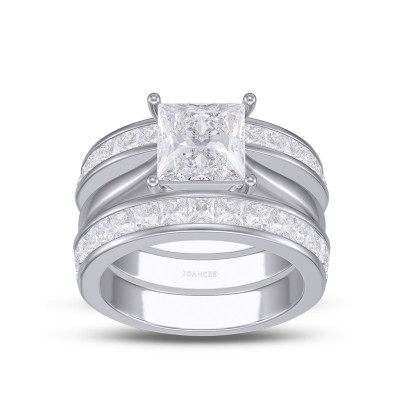 Princess Cut White Sapphire 925 Sterling Silver 3-Piece Bridal Sets