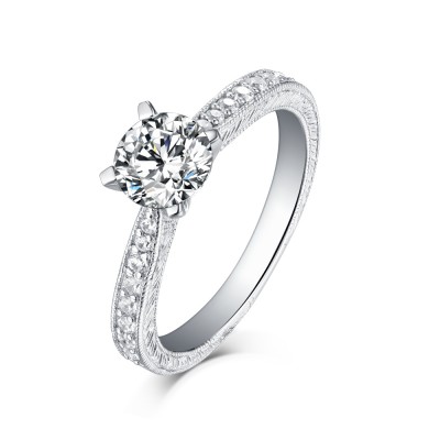 Unique Round Cut White Sapphire 925 Sterling Silver Engagement Rings