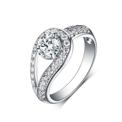Unique Round Cut 925 Sterling Silver White Sapphire Engagement Rings