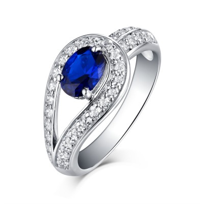 Round Cut Sapphire 925 Sterling Silver Engagement Rings