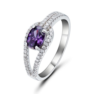 Oval Cut Amethyst 925 Sterling Silver Cocktail Ring