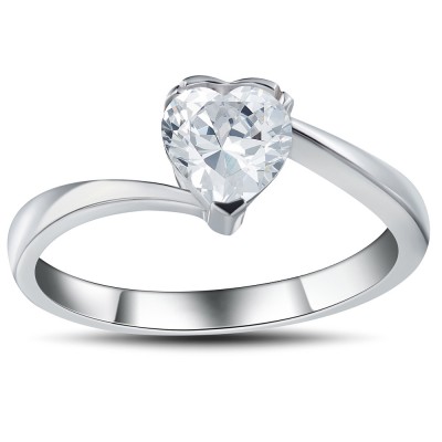 0.5CT Heart Cut White Sapphire 925 Sterling Silver Promise Rings For Her