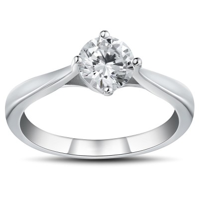 Round Cut 0.5CT White Sapphire 925 Sterling Silver Promise Rings For Her