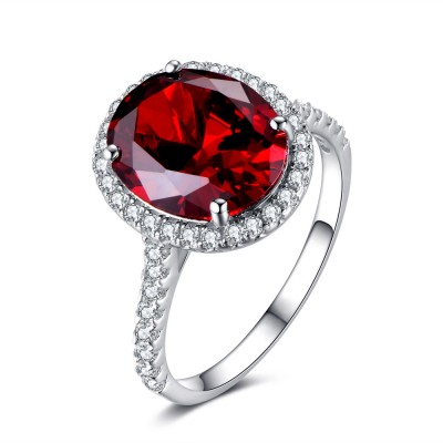 Garnet Big Cushion Cut 925 Sterling Silver Women's Ring