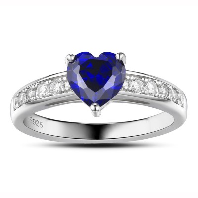 Sapphire Heart Cut 925 Sterling Silver Women's Engagement Ring