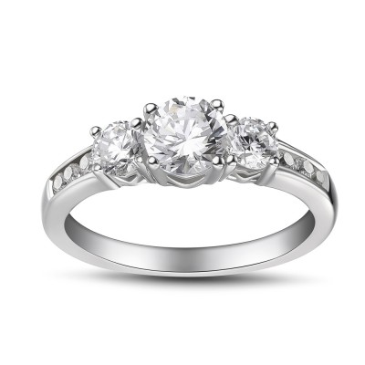 Round Cut White Sapphire 925 Sterling Silver Women's Engagement Ring