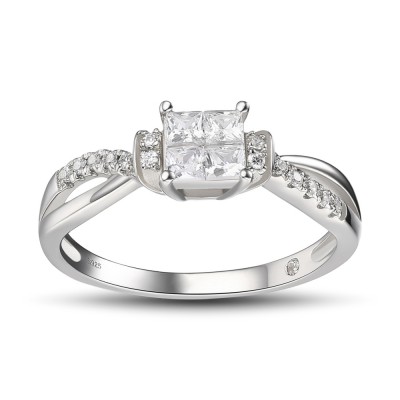 Princess Cut 925 Sterling Silver White Sapphire Women's Engagement Ring