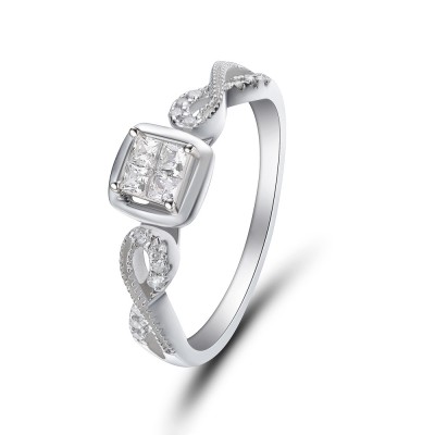 Princess Cut 925 Sterling Silver White Sapphire Women's Engagement Ring