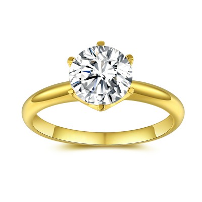 Gold 925 Sterling Silver Round Cut Gemstone Engagement Ring