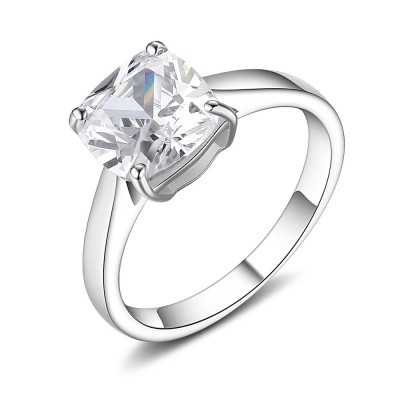 Cushion Cut Gemstone 925 Sterling Silver Promise Rings For Her