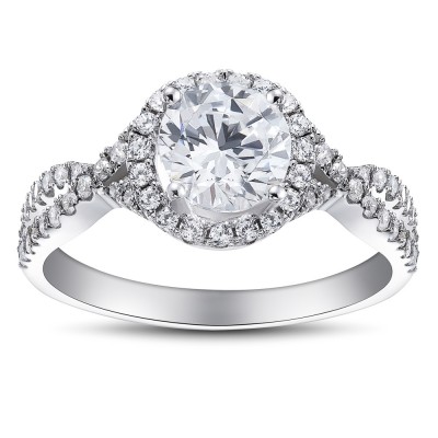 Women's Round Cut White Sapphire Sterling Silver Engagement Ring