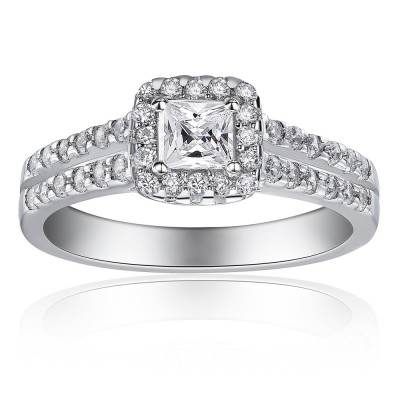 Princess Cut White Sapphire 925 Sterling Silver Women's Engagement Ring