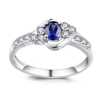 Oval Cut Sapphire 925 Sterling Silver Women's Engagement Ring