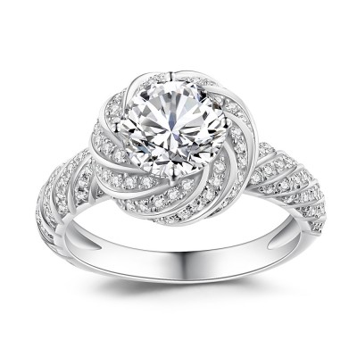 Women's Round Cut White Sapphire Sterling Silver Engagement Ring