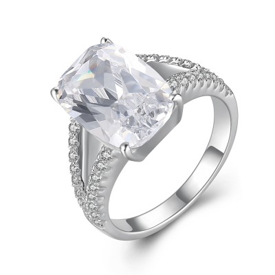 Cushion Cut Gemstone 925 Sterling Silver Engagement Ring