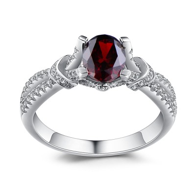 Oval Cut Garnet 925 Sterling Silver Birthstone Rings