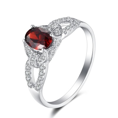 Oval Cut Ruby 925 Sterling Silver Birthstone Rings