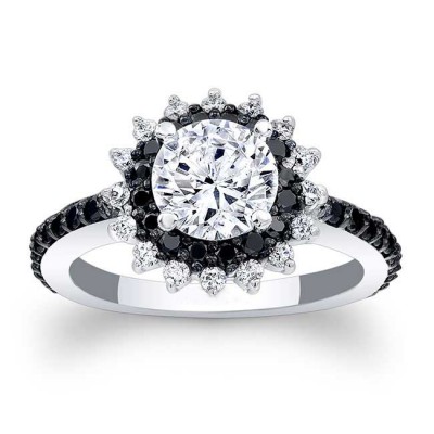 Classic Round Cut White Sapphire 925 Sterling Silver Halo Engagement Rings