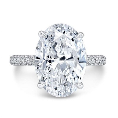 Classic Oval Cut White Sapphire 925 Sterling Silver Solitaire Engagement Ring