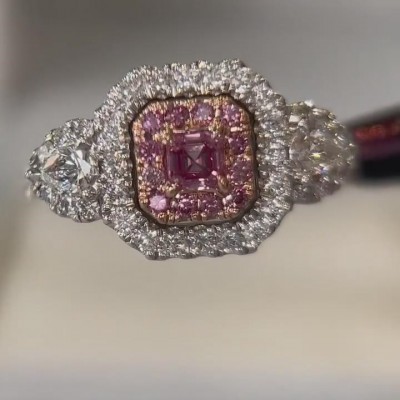 Asscher Cut Pink Sapphire 925 Sterling Silver Double Halo Engagement Ring