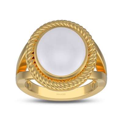 Yellow Gold Vintage Mother of Pearl Sterling Silver Ring