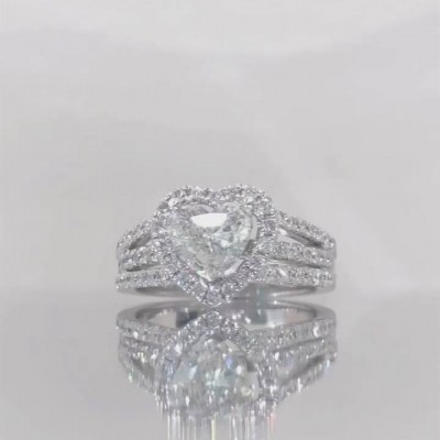 Heart Cut White Sapphire 925 Sterling Silver Halo Engagement Ring