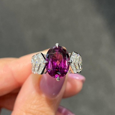 Oval Cut Amethyst 925 Sterling Silver Engagement Ring