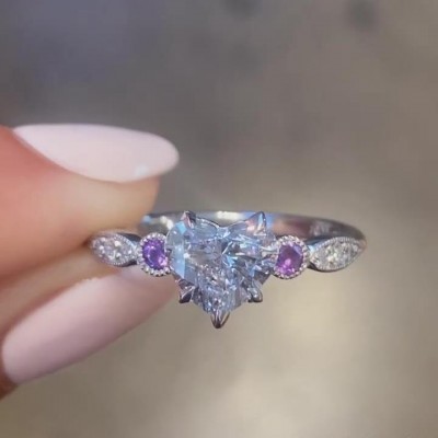 Heart Cut White Sapphire 925 Sterling Silver Promise Ring
