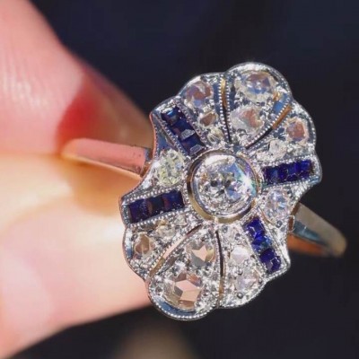 Vintage Round Cut White Sapphire 925 Sterling Silver Engagement Ring